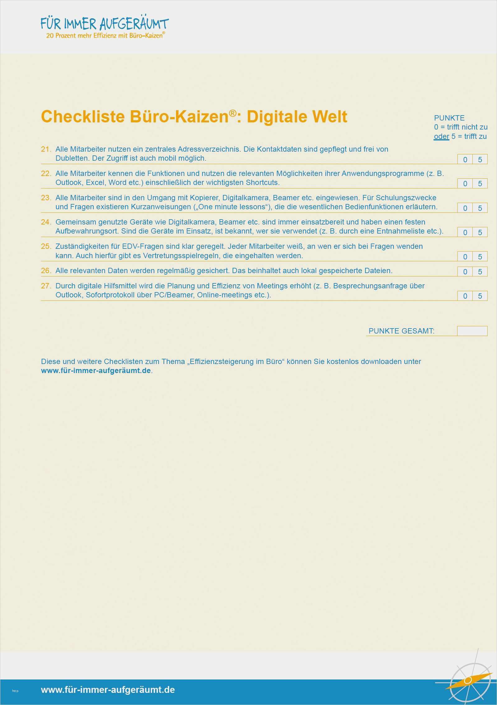 Checkliste Brandschutz Im Büro Vorlage Best Of Für Sie Entdeckt Checkliste Büro Kaizen Digitale Welt