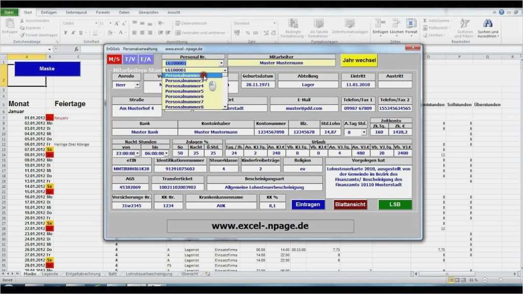 Datenbank Mit Excel Erstellen Vorlage Gut Personalverwaltung Mit Excel Datenbank Zeit Erfassen