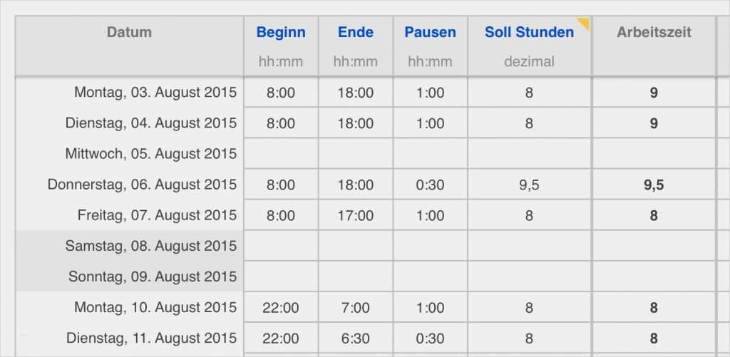 Datev Zeiterfassung Mitarbeiter Vorlage Schönste Vorlage Zur Dokumentation Der Täglichen Arbeitszeit Datev