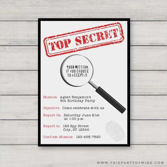 Detektiv Einladung Vorlage Genial Einladung Druckbare Geheimagent Detektiv Geburtstagsparty