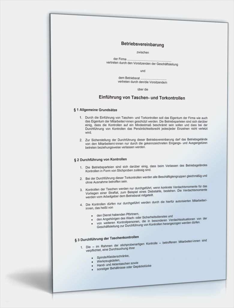 Dienstanweisung Handynutzung Vorlage Best Of Betriebsvereinbarung Taschen Und torkontrolle Muster