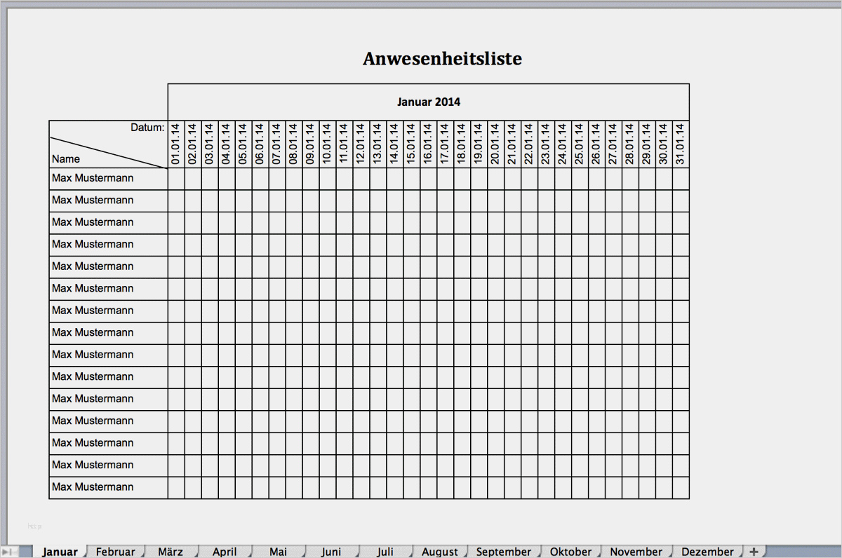Dienstplan Vorlage Word Hübsch Excel Vorlage Anwesenheitsliste Kostenlos