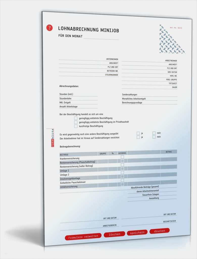 Dsgvo Excel Vorlage Neu Lohnabrechnung Minijob 2018