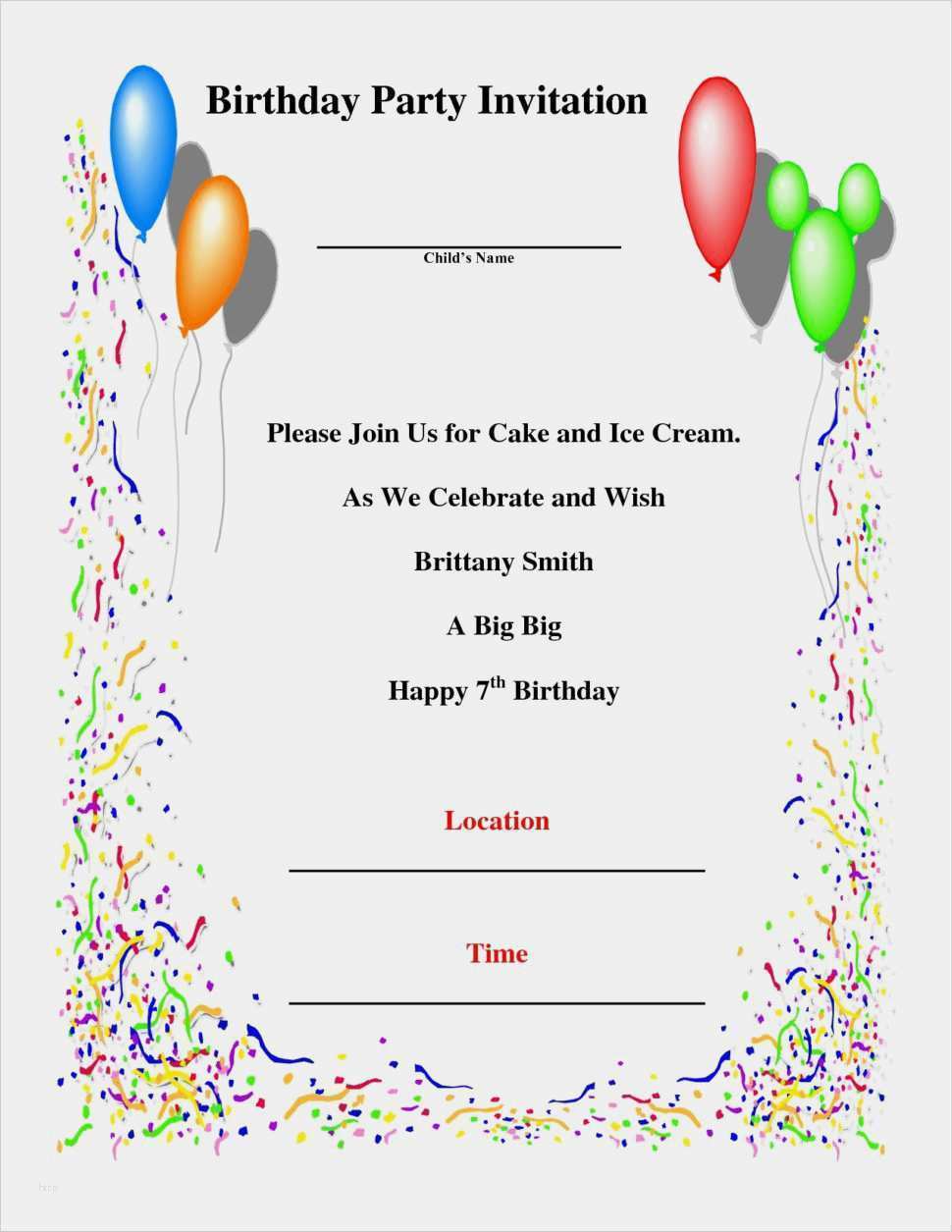Einladung 80 Geburtstag Vorlage Kostenlos Word Wunderbar Birthday Party Invitation Template Bg1