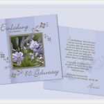 Einladung 85 Geburtstag Vorlage Einzigartig Einladungskarte 50 60 70 80 Geburtstag Zweiseitig Flieder