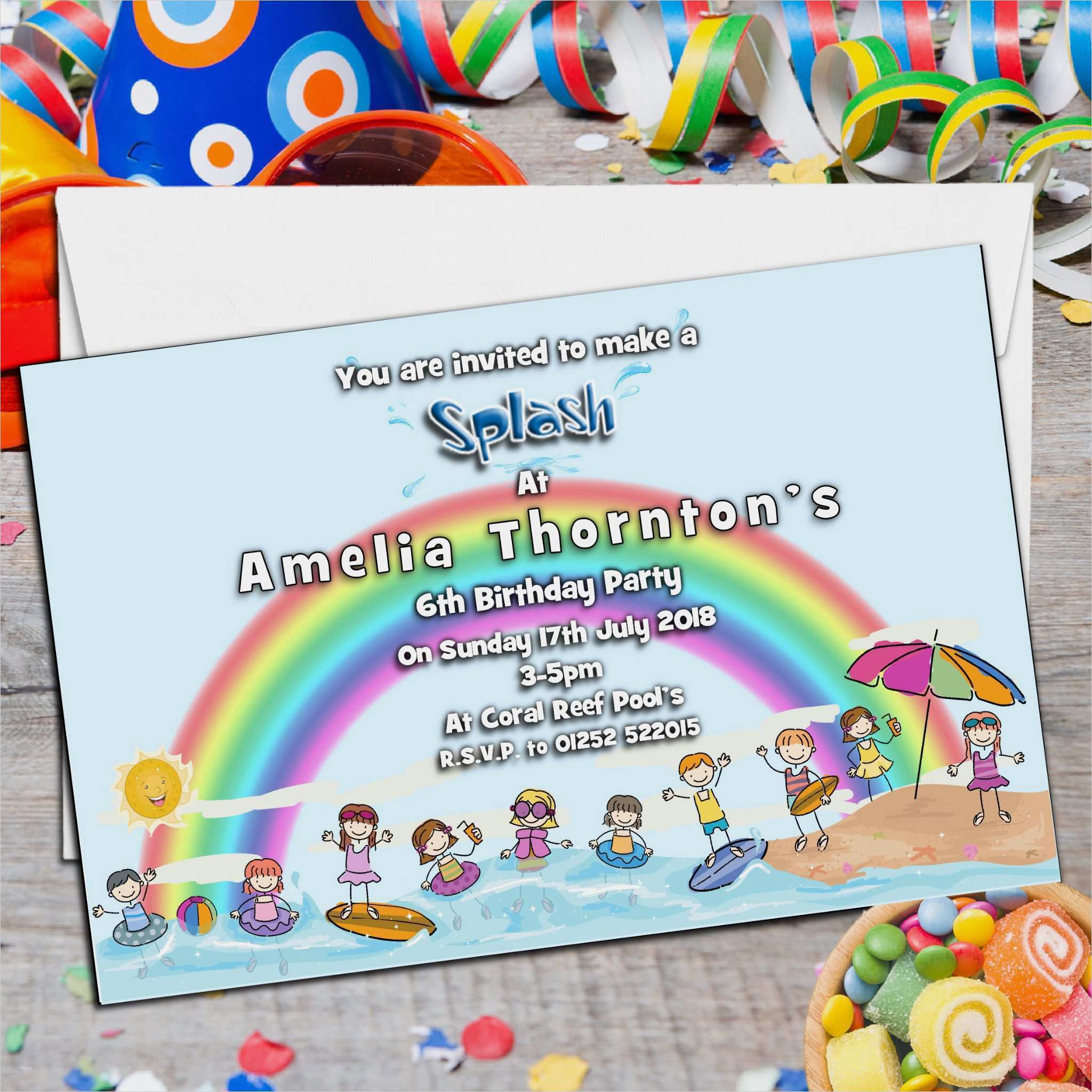 Einladung Geburtstagsfeier Vorlage Kostenlos Schön Einladungskarten Kindergeburtstag Schwimmen Basteln