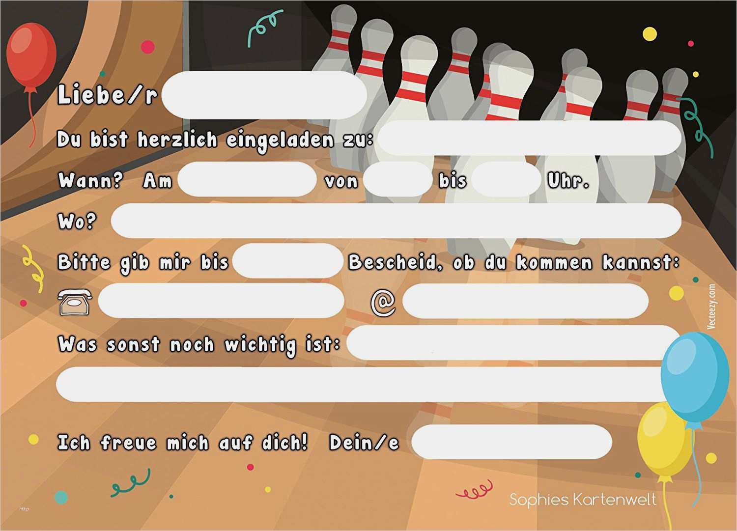 Einladung Zum Bowling Vorlage Hübsch Kindergeburtstagseinladungen Zum Ausdrucken Kostenlos