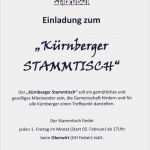 Einladung Zum Stammtisch Vorlage Wunderbar Einladung Zum Kürnberger Stammtisch