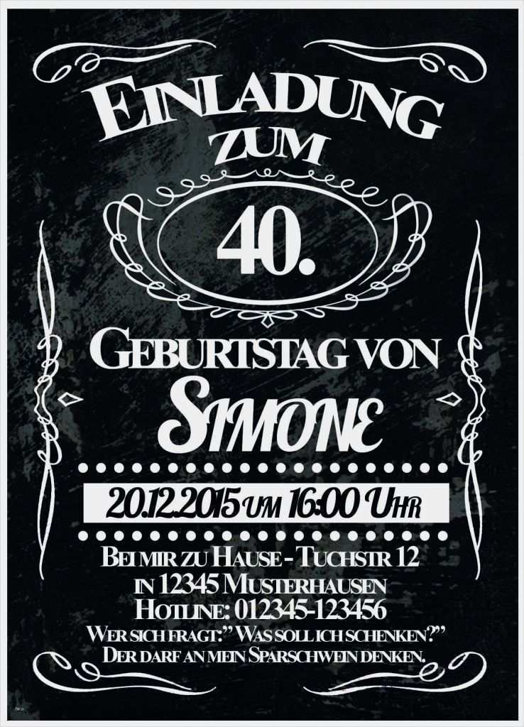 Einladungen 40 Geburtstag Vorlagen Kostenlos Zum Ausdrucken Wunderbar Einladungskarten 40 Geburtstag