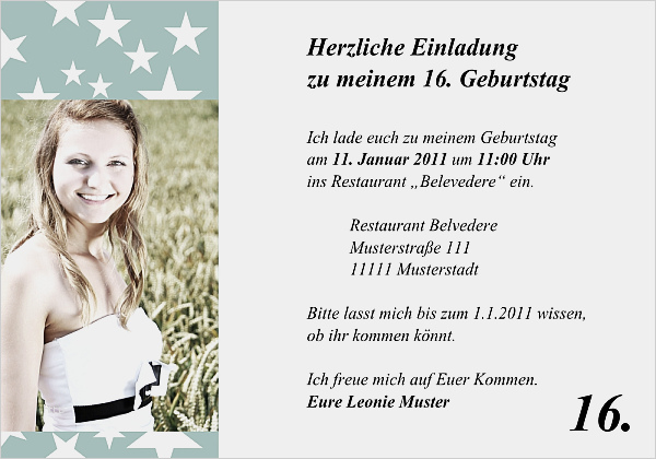 Einladungskarten 16 Geburtstag Vorlagen Süß Einladungen Zum Geburtstag