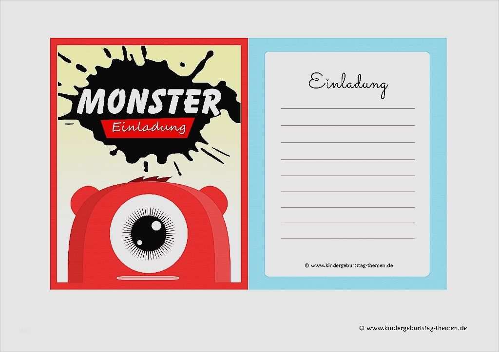 Einladungskarten Monster Vorlage Cool Einladung Kindergeburtstag Monster