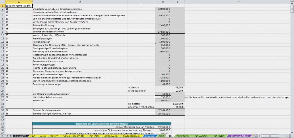 30 Genial Einnahmen überschuss Rechnung Vorlage Excel ...