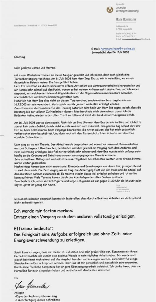 Empfehlungsschreiben Stipendium Vorlage Genial Empfehlungsschreiben Deutsche Vermögensberatung Hans