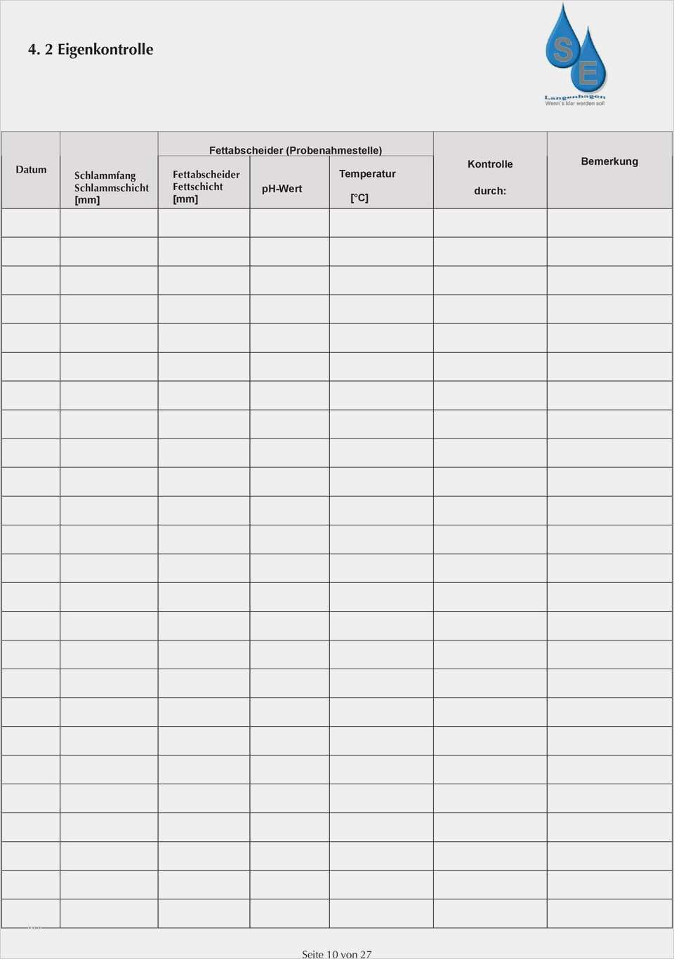 Entsorgungsnachweis Vorlage Einzigartig Betriebstagebuch Für Fettabscheideranlagen