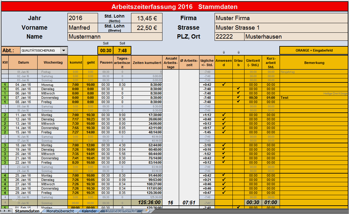 Erfassung Krankheitstage Excel Vorlage Wunderbar Arbeitszeiterfassung 2016 Excel Vorlagen Shop