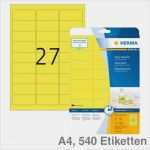 Etiketten 63 5x29 6 Vorlage Elegant Herma Neon Etiketten A4 Special Neongelb 63 5x29 6mm 540et