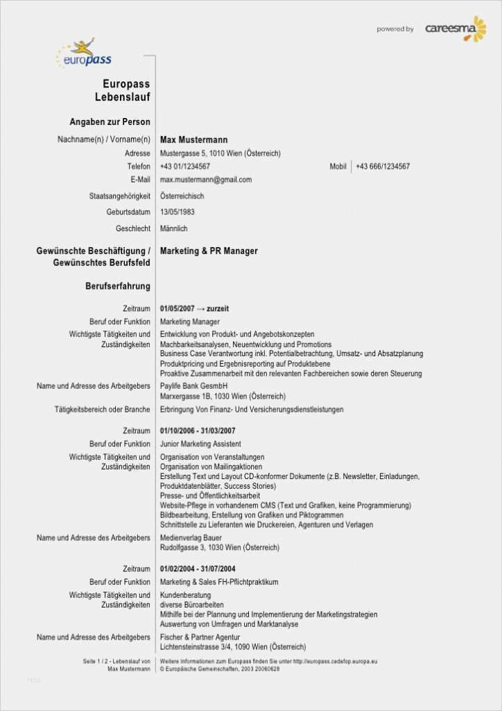 Europass Lebenslauf Vorlage Wunderbar Cv Europass Vorlage | siwicadilly.com