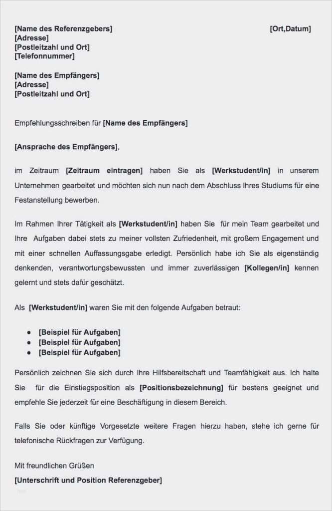 Ex Zurück Brief Vorlage Erstaunlich 8 Empfehlungsschreiben Muster