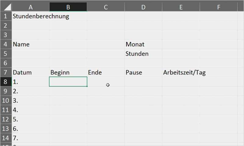 Excel Arbeitszeit Berechnen Mit Pause Vorlage Süß ...