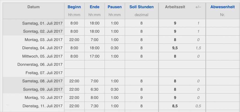 Excel Arbeitszeit Vorlage Erstaunlich Numbers Vorlage Zeiterfassung Arbeitszeit 2017
