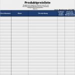 Excel Preisliste Vorlage Wunderbar Produktpreisliste