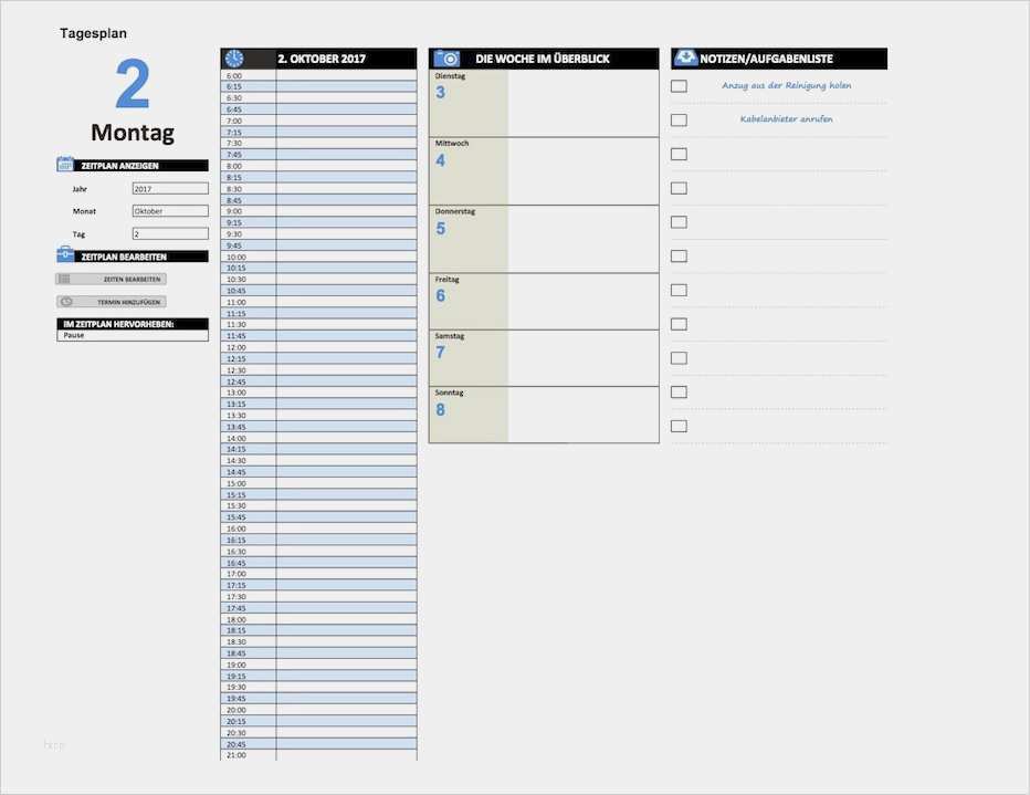 Excel Terminplaner Vorlage Inspiration Tagesplaner Vorlage Excel format