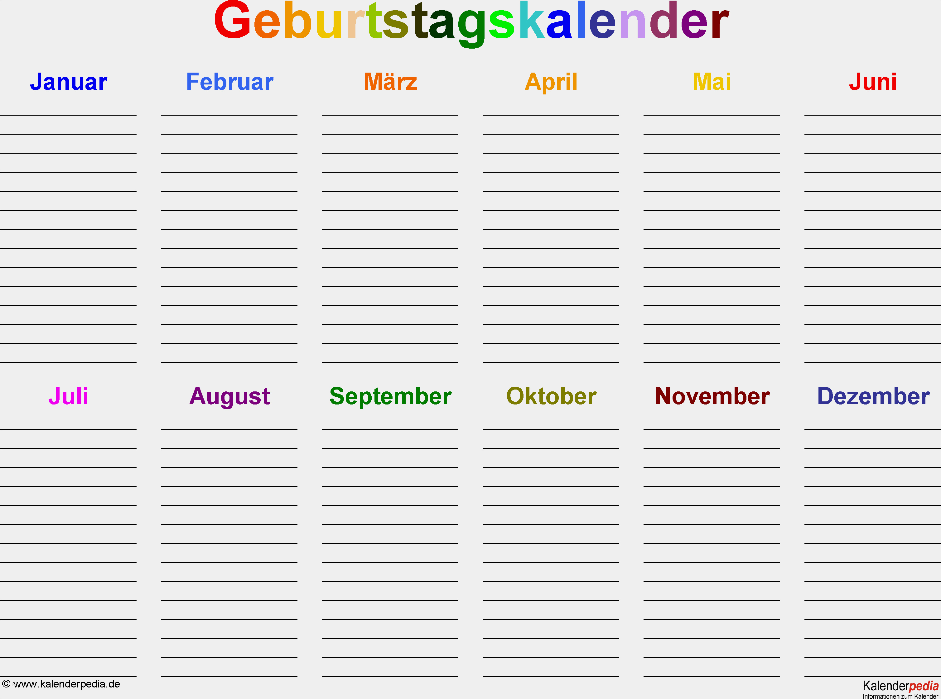 Excel Vorlage Monatskalender Schönste Geburtstagskalender In Excel Zum Ausdrucken 8 Varianten