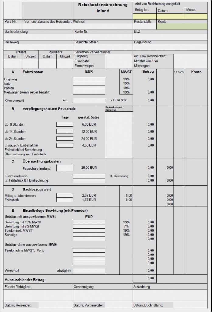 Fahrtkosten Vorlage Neu Reisekosten Rechner