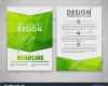 Faltprospekt Vorlage Schönste Design Brochures Flyers Polygonal Green Background Stock