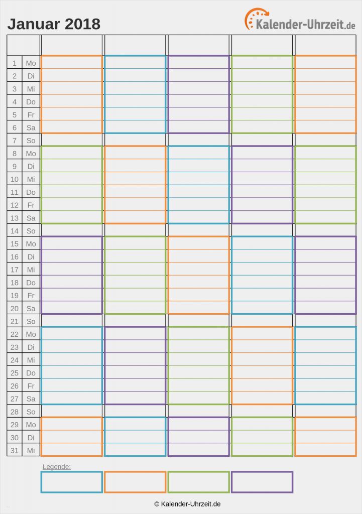 Familienkalender Vorlage Einzigartig Excel Kalender 2018 Kostenlos