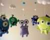 Filz Tiere Nähen Vorlage Inspiration Baby Wiege Monster Bewegliche Alien Mobile Mobile Fühlte