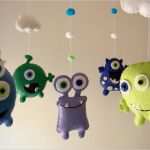 Filz Tiere Nähen Vorlage Inspiration Baby Wiege Monster Bewegliche Alien Mobile Mobile Fühlte