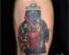 Firefighter Tattoo Vorlagen Angenehm Oberarm In Progress Flammen Und Schrift Im Hintergrund