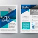 Flyer 6 Seitig Vorlage Gut Abstrakte Blaue Geometrische Broschüre Flyer Vorlage