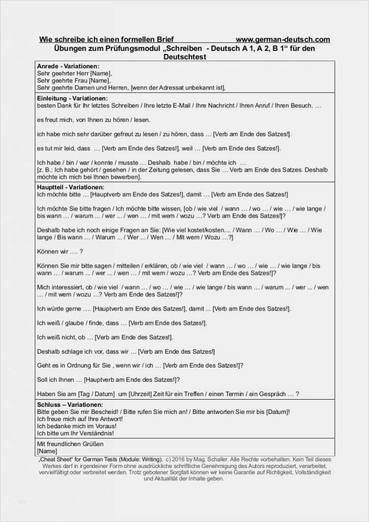 Formeller Brief Vorlage Schönste Briefe Schreiben Prüfungstraining A 1 Bis B 1 Kostenlos
