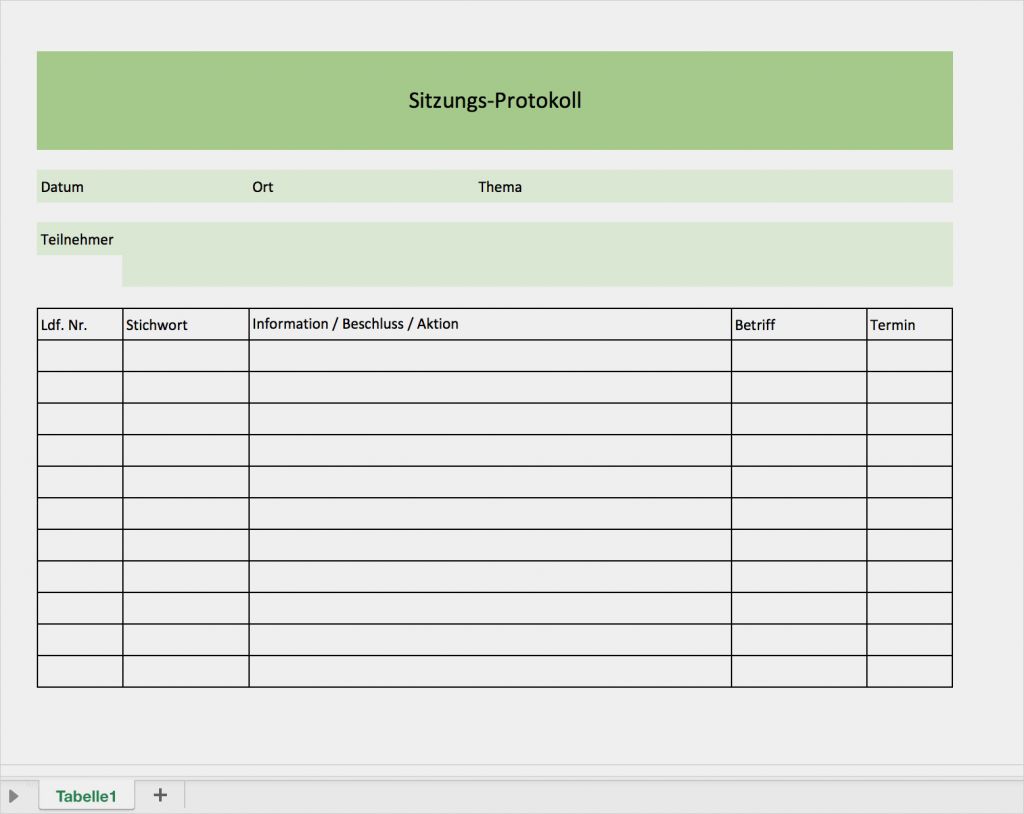 Fortlaufendes Protokoll Excel Vorlage Einzigartig Protokollvorlage Als Muster