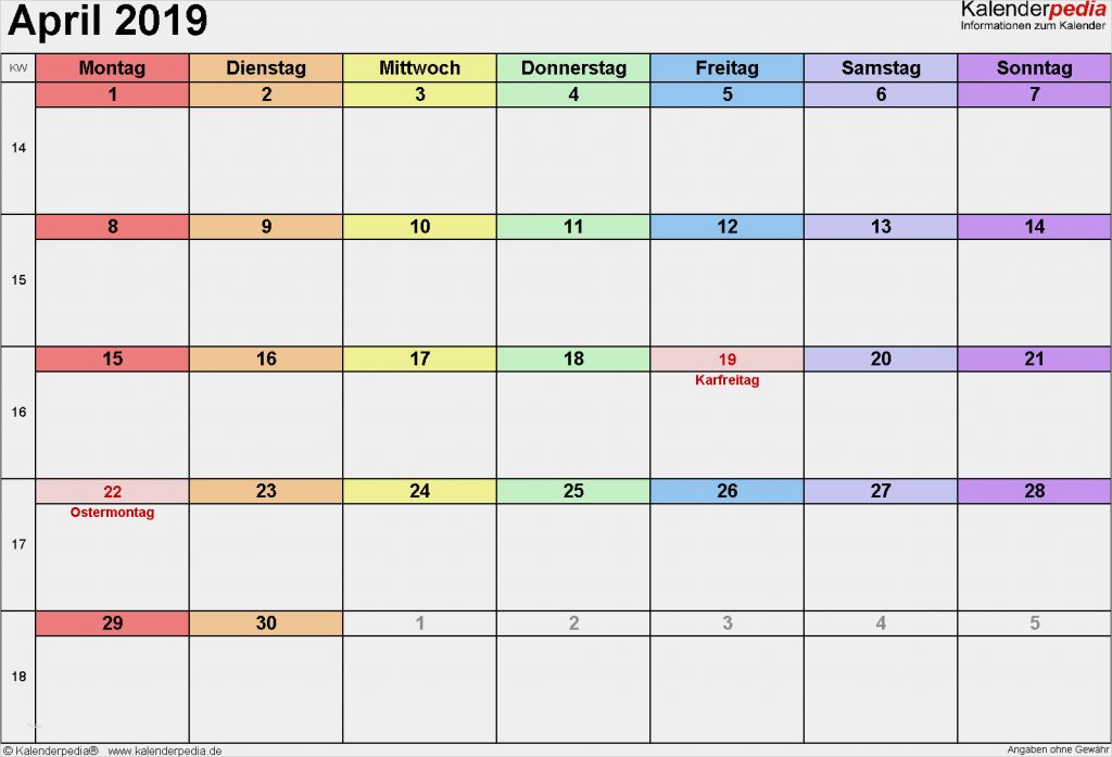 Fotokalender 2019 Vorlage Erstaunlich Kalender April 2019 Als Excel Vorlagen