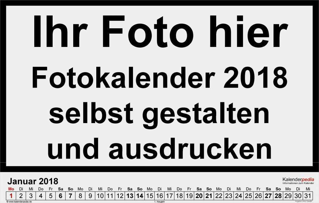 Fotokalender Vorlage 2018 Großartig Fotokalender 2018 Als Word Vorlagen Zum Ausdrucken Mit