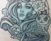 Frauengesicht Tattoo Vorlage Gut Lady and Owl Teniele Sadd Tattoo Pinterest