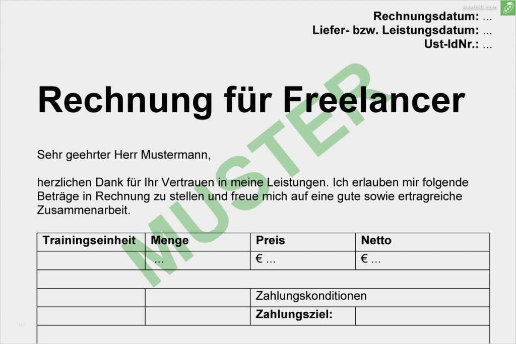 Freelancer Rechnung Vorlage Angenehm Gratis Musterrechnung Für Freiberufler 2017