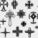 Friedhof Tattoo Vorlage Bewundernswert Religiöse Kreuzt Satz Vektorgrafik