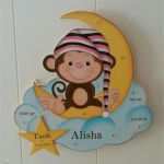 Geburtstafel Vorlagen Großartig Äffchen Auf Mond Rosa Holz Geburtstafel