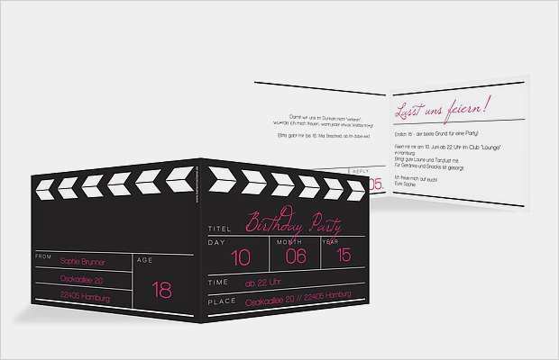Geburtstagseinladung 18 Vorlagen Erstaunlich Einladung 18 Geburtstag "regieklappe"