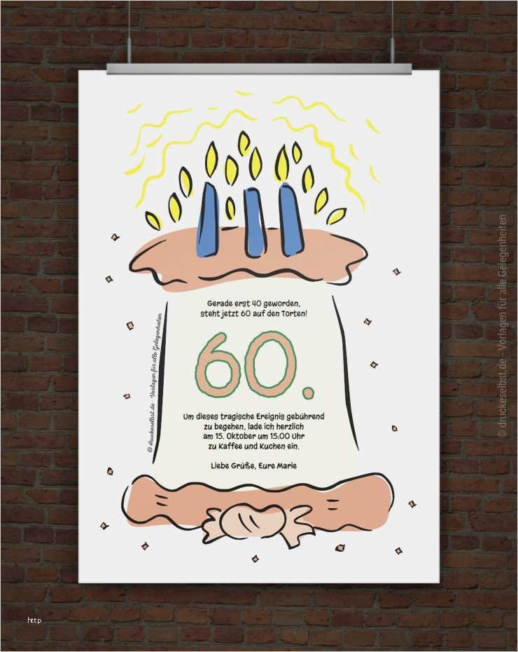 Geburtstagseinladung 60 Vorlage Elegant Drucke Selbst Kostenlose Einladung Zum 60 Geburtstag