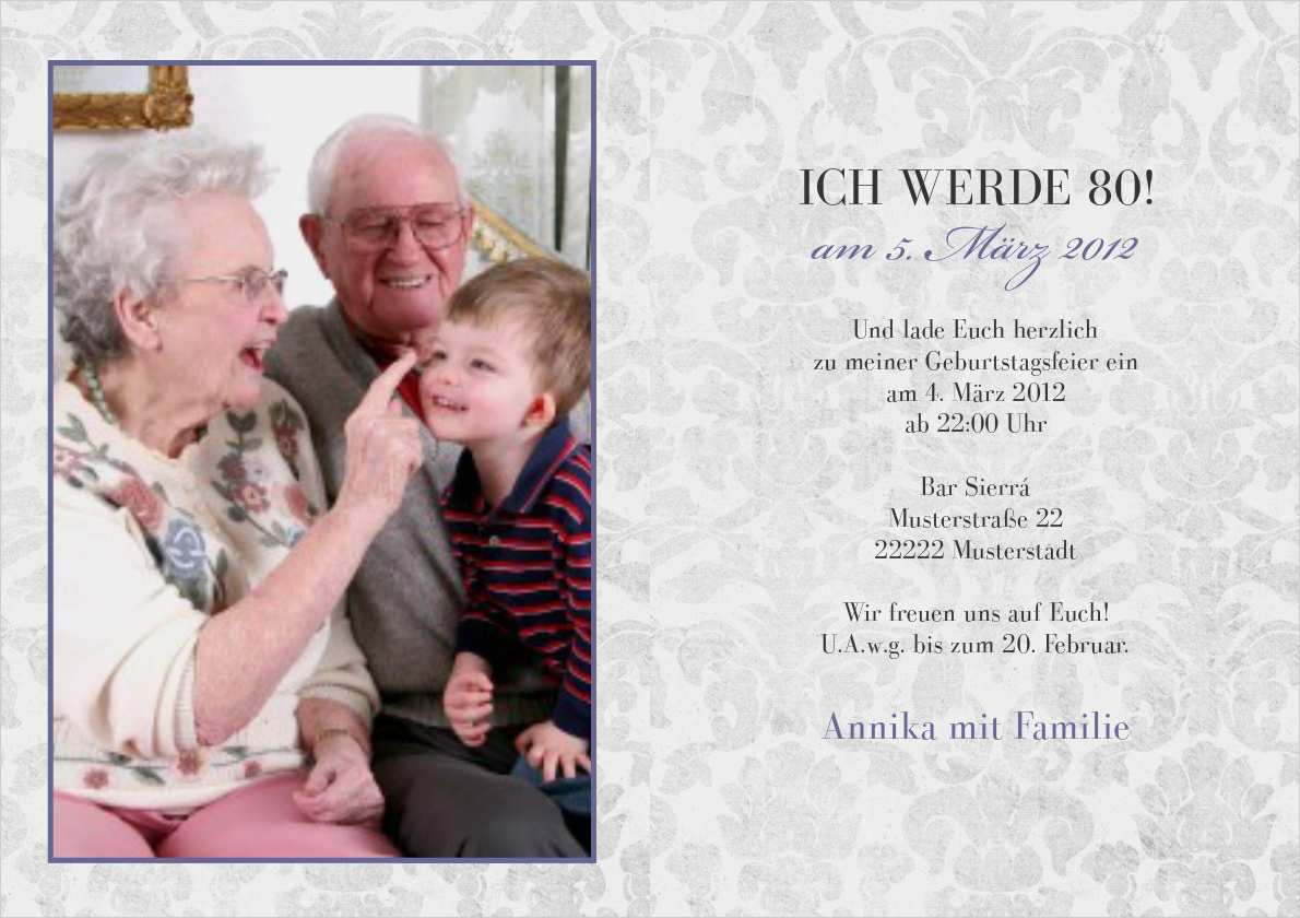 einladung 80 geburtstag lila grey 2188