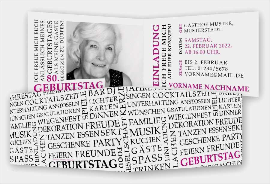 Geburtstagseinladung 80 Geburtstag Vorlage Wunderbar Einladungskarte 80 Geburtstag Vorlage