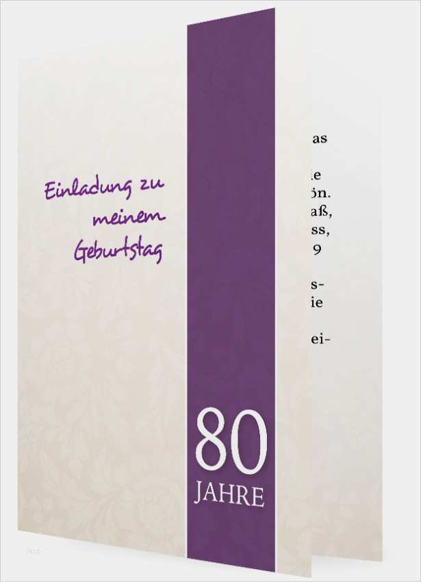 Vorlage für Geburtstagseinladung achtzig Vorlage fuer Geburtstagseinladung achtzig auf Lila Balken transparente Blumen 207