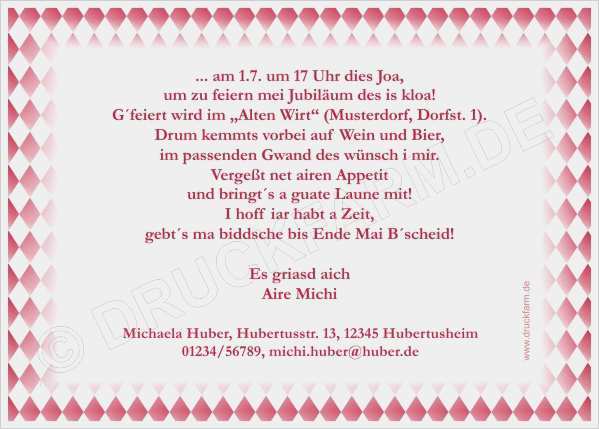 Geburtstagseinladung Bayerisch Vorlage Schönste Bayrisch Rot Runder Geburtstag Geburtstag Party