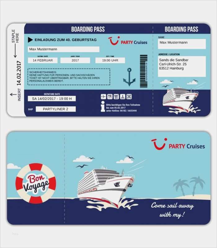 Geburtstagseinladung Boarding Pass Vorlage Schön Einladungskarte Als Bordkarte Schiffsticket