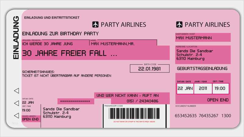 Geburtstagseinladung Boarding Pass Vorlage Süß Einladungskarten Flugticket Geburtstag Hochzeit